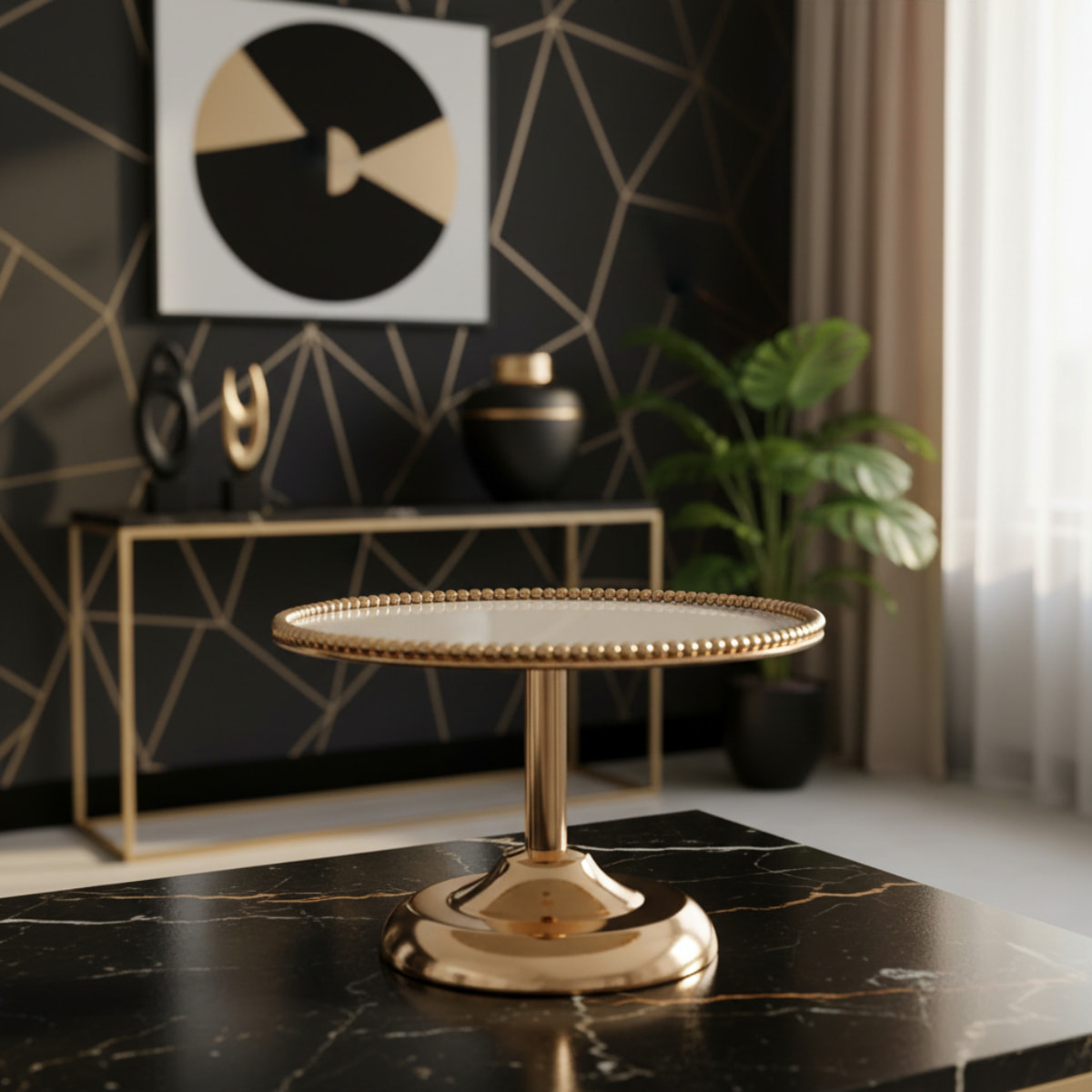 Alzata d.30xh20 cm con specchio elegance - Pezzi 1 - ORO - Bianchi Dino SpA