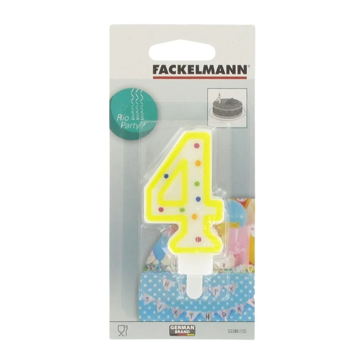 Bougie anniversaire chiffre 4 Fackelmann Rio Party