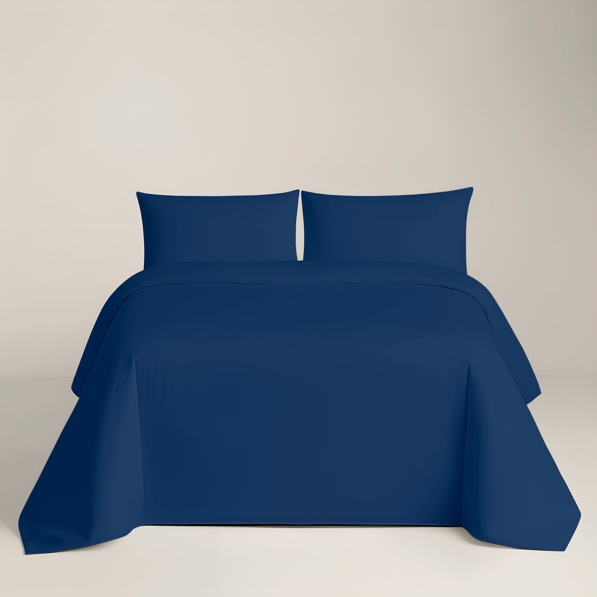 Naturals - Funda Nórdica Lisa - Cierre con botones - 100% Algodón - Incluye 1/2 Fundas de Almohada - Azul