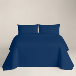 Naturals - Funda Nórdica Lisa - Cierre con botones - 100% Algodón - Incluye 1/2 Fundas de Almohada - Azul