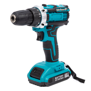 Taladro eléctrico inalámbrico 21V con doble velocidad, 45NM, maletín de transporte y 121 accesorios. 2 baterías de 6500 mAh.