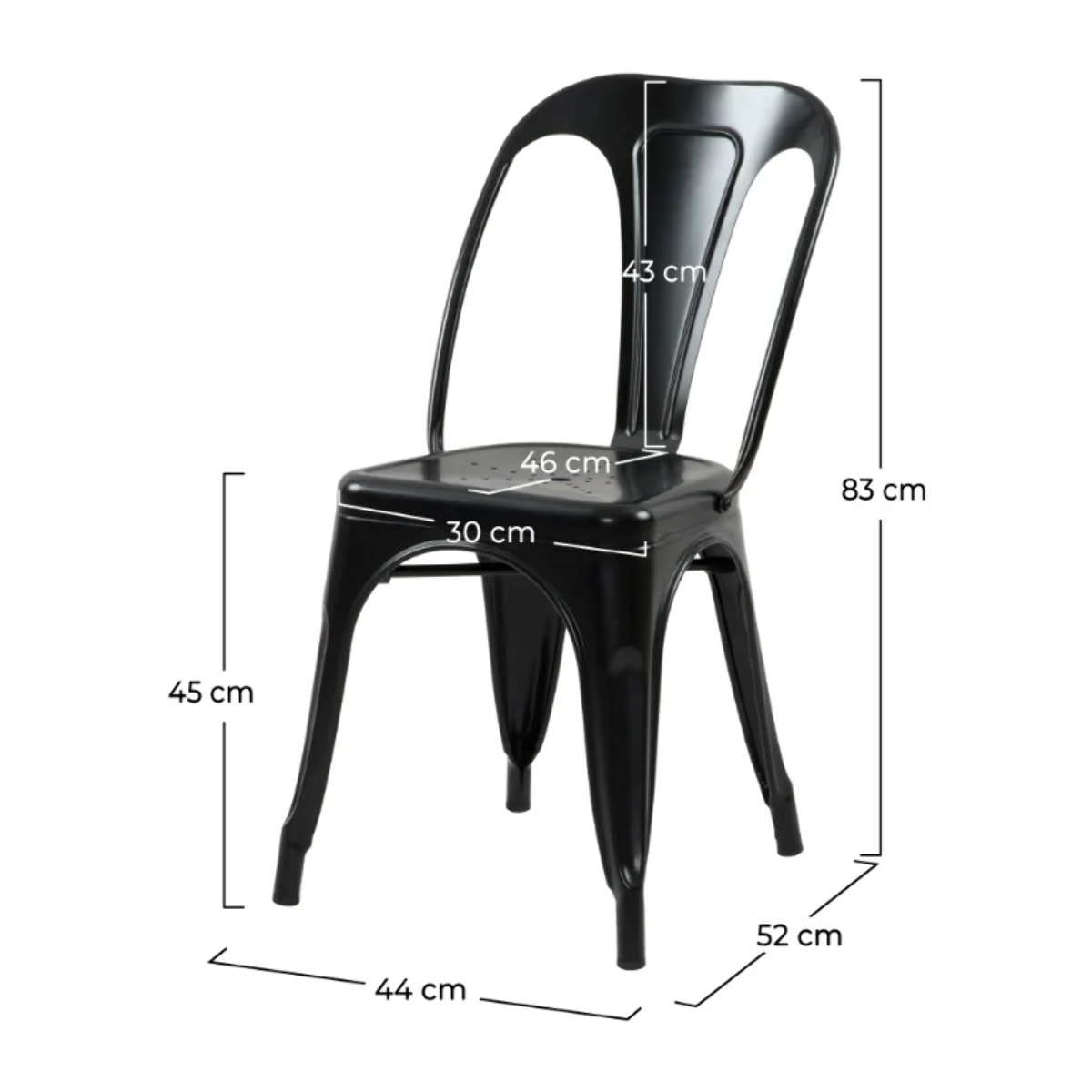 Lot de 2 chaises en métal noir mat - Indus