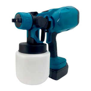 Pulverizador de pintura 21V con 1000ml de capacidad y 200W de potencia. DOBLE BATERIA de litio 13000Mah