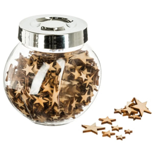 Bocal d'accessoires déco étoile ou flocon bois