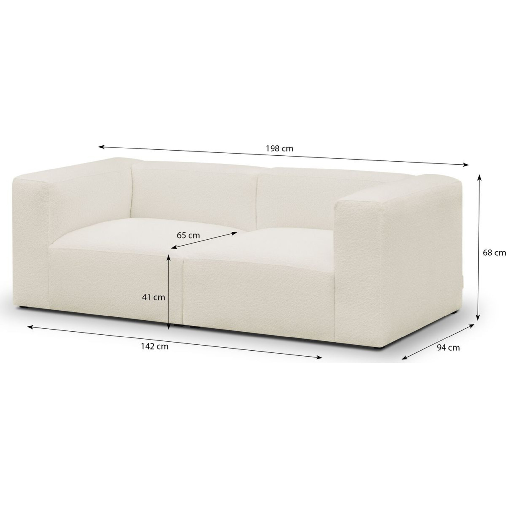Canapé modulable 3 places en tissu bouclette - MODULO