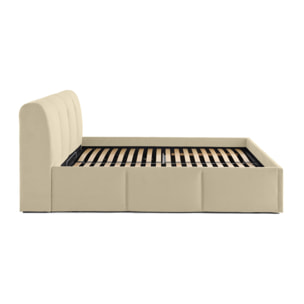 Elysia - lit coffre - 160x200 - en velours - sommier inclus - Beige