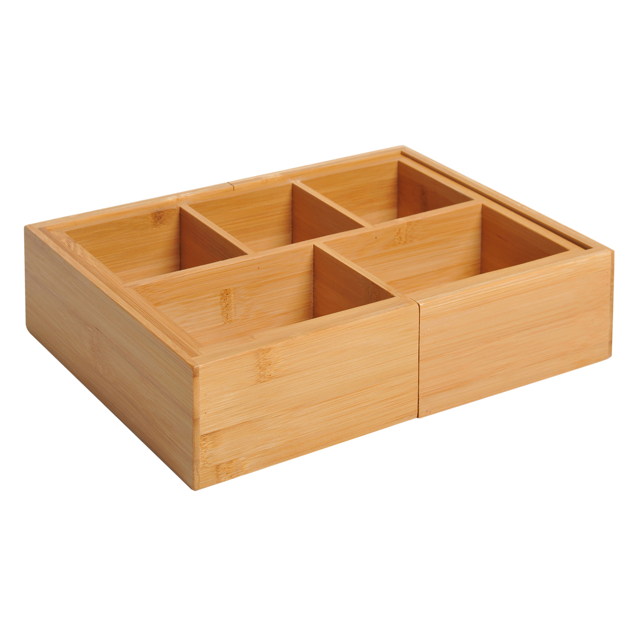 Organizador de Escritorio de Bambú Caja de Almacenamiento Extensible con 5-7 Cajones para Maquillaje Oficina Estudio 24,6-41x17,6x7 cm Natural