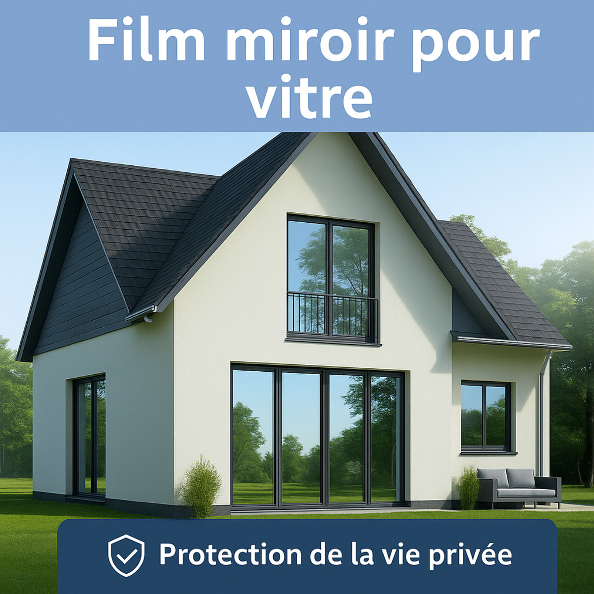Film adhésif miroir privatif pour fenêtre au mètre - Film vitre occultant effet miroir - Anti-Regard Anti-UV Anti-Chaleur