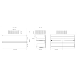 Ensemble de Salle de Bain Glass | 100 cm Nature | Deux Tiroirs | Lavabo en Verre Xampagne | N'inclut pas Miroir | Meuble Monte | Alday