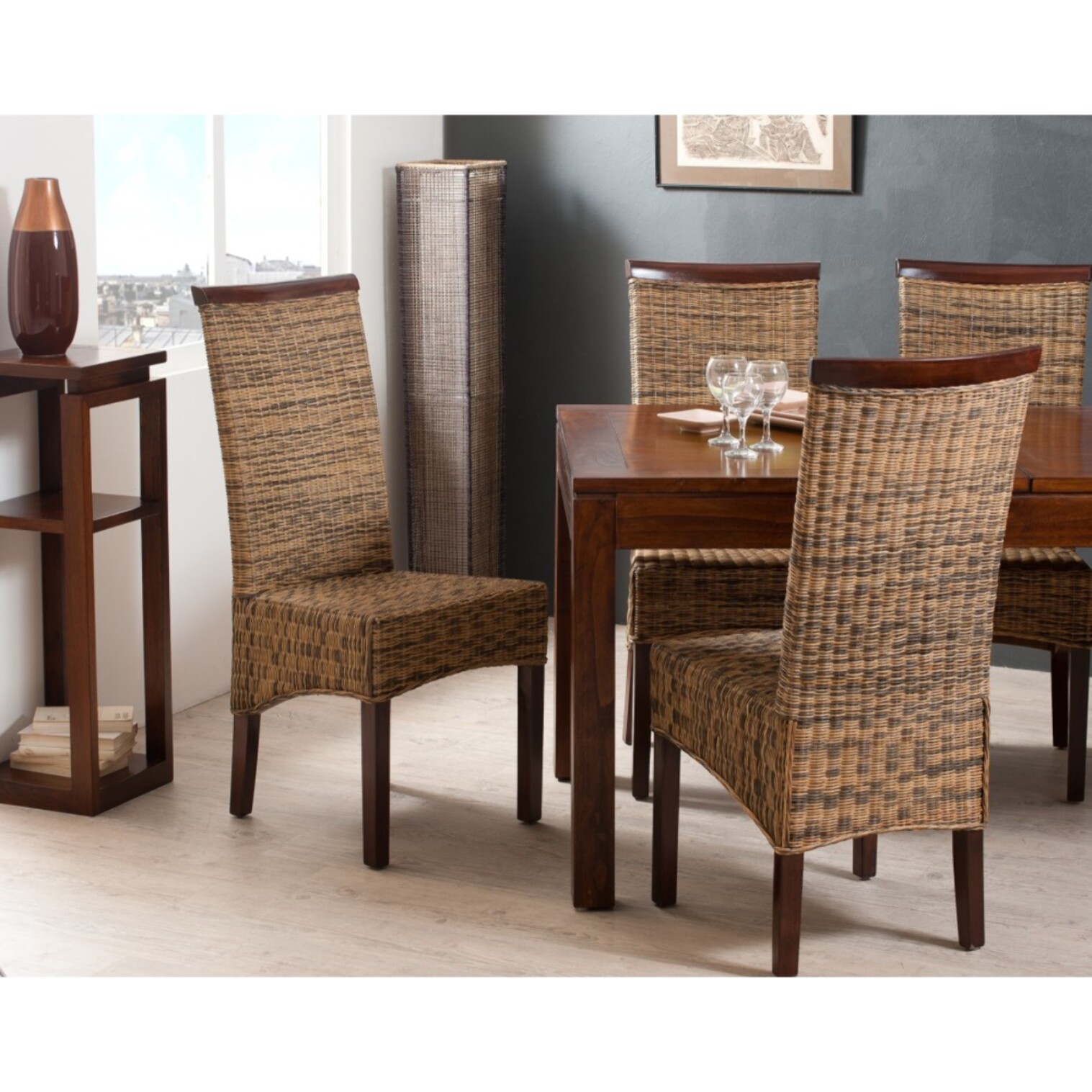 LAUREN - Sellette marron 3 niveaux bois Mindi