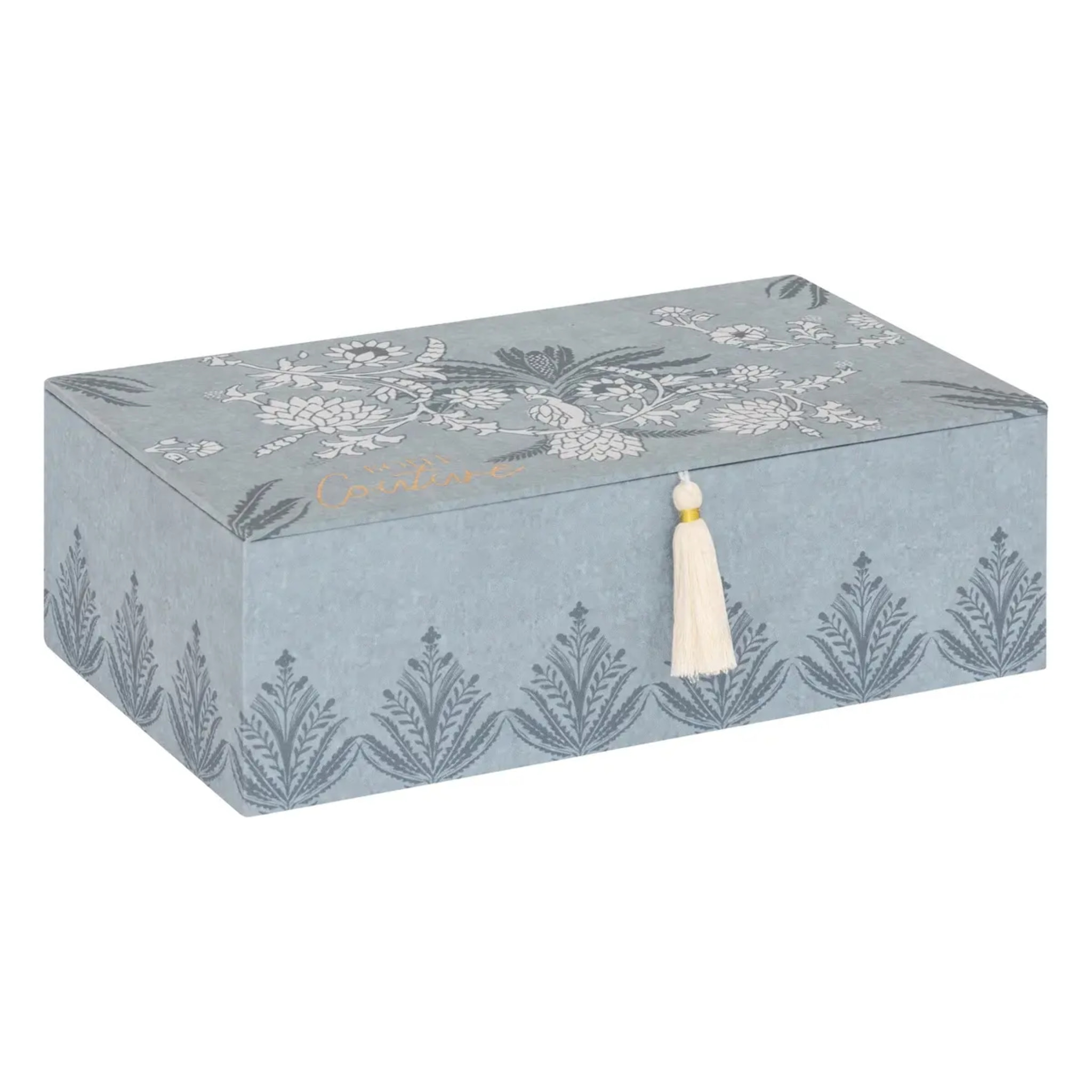 Boîte à couture "Wild" céramique bleu clair 30x18,5cm