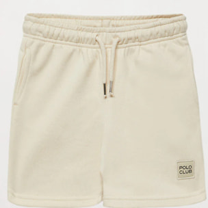 Pantalón corto orgánico beige Neutrals kids con logo