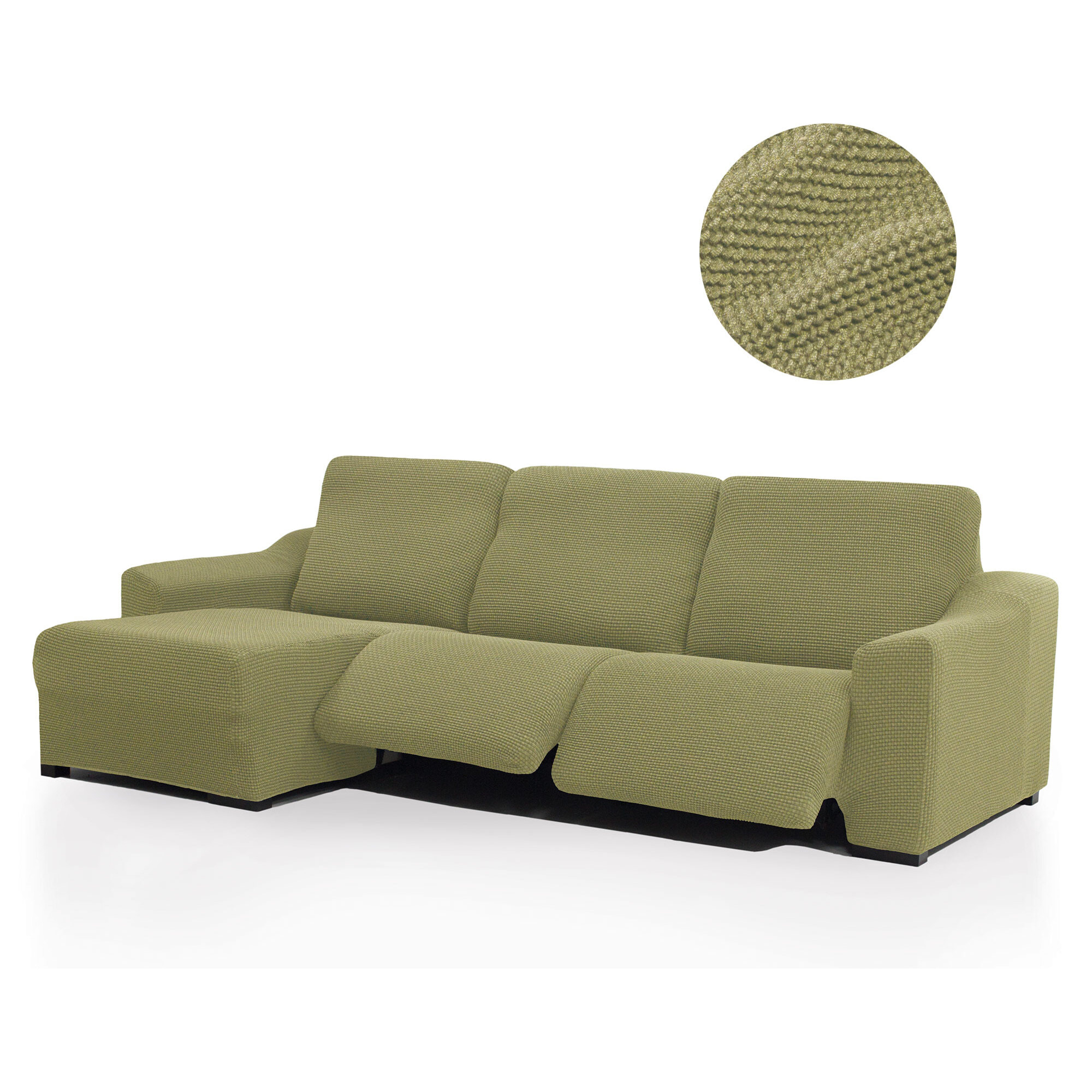 Funda para Chaise Longue izquierda (visto de frente ) brazo largo SÚPER ELÁSTICA con RELAX modelo HELENA