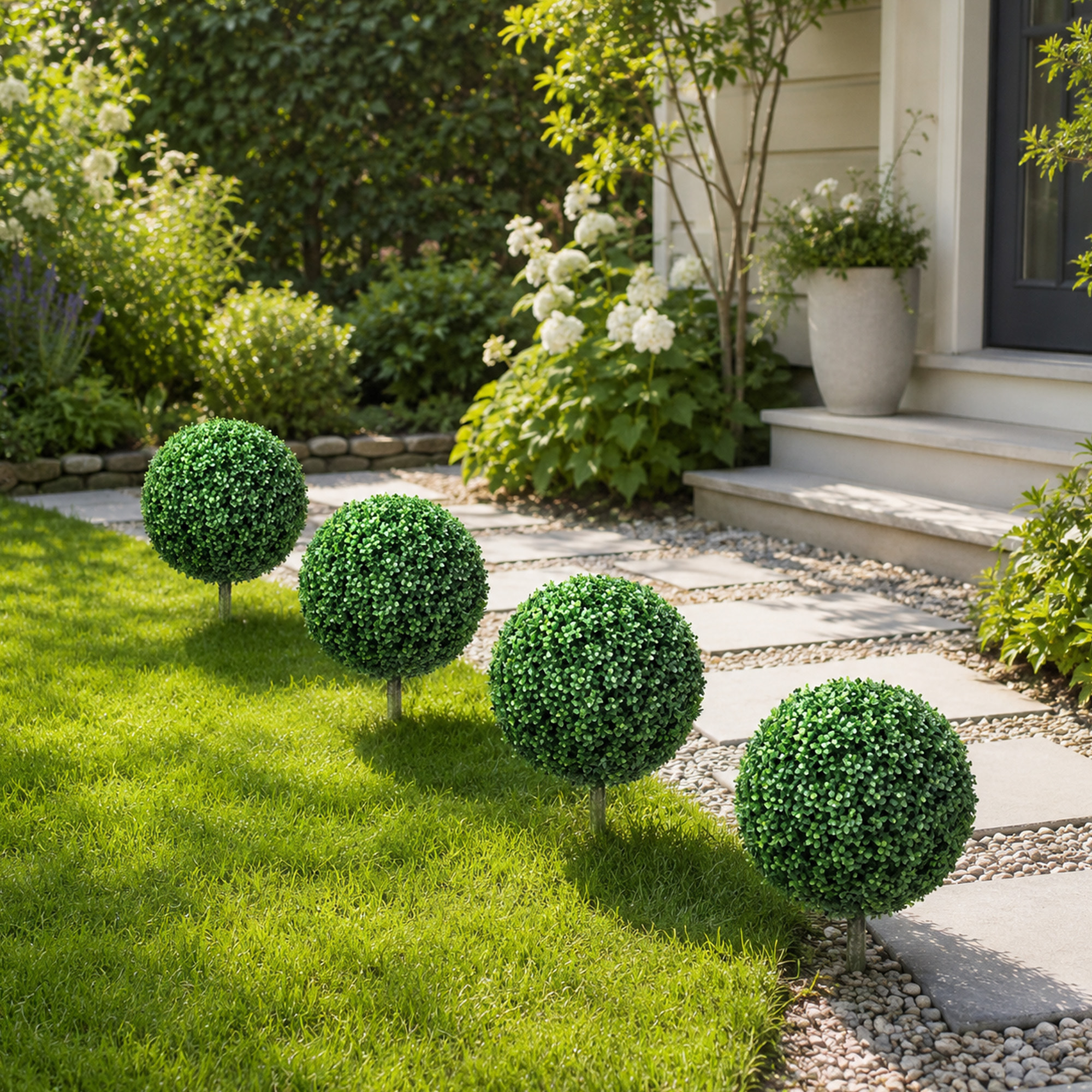 Lot de 2 plantes artificielles 70 cm boules de buis