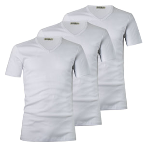 3 T-Shirt Nottingham Scollo a V Uomo Caldo Cotone Art. NOTVUPO Bianco