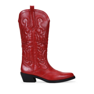 Botas cowboy rojas con bordado