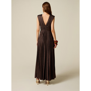 Oltre - Vestito lungo in jersey lurex - Marrone