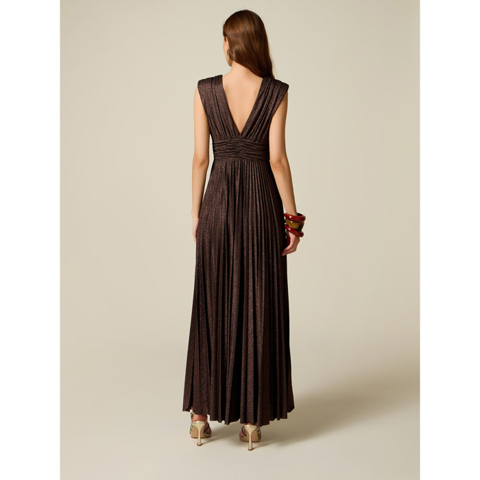Oltre - Vestito lungo in jersey lurex - Marrone