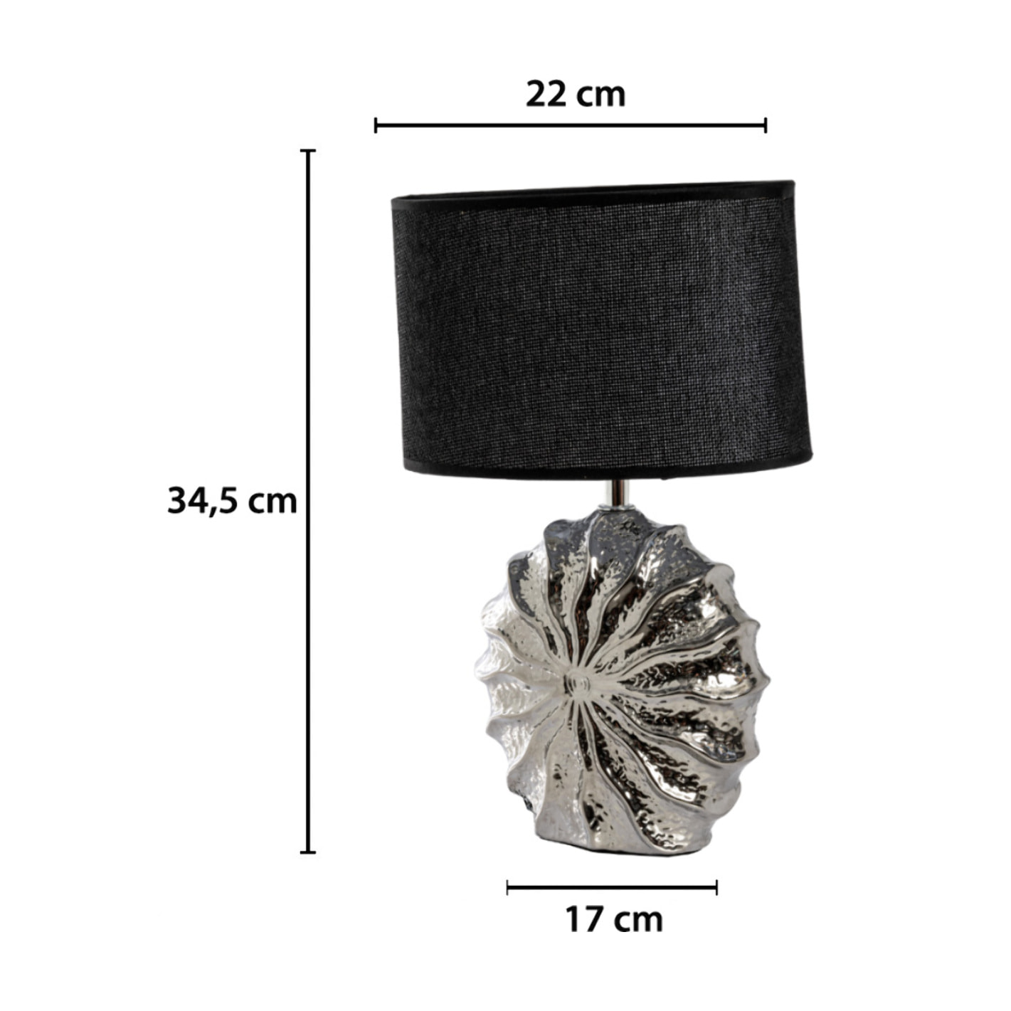 Lampada Da Tavolo Comodino Ricaricabile Accensione On/Off Modello Zante Argento Nero