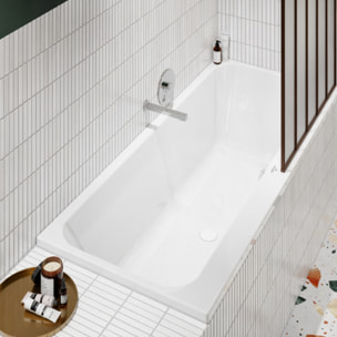 Baignoire droite 180 x 80 VILLEROY & BOCH Architectura + Pieds + Vidage de baignoire WIRQUIN blanc