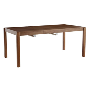 Table à manger extensible rallonges intégrées en bois foncé noyer rectangulaire L125-238 cm AGALI