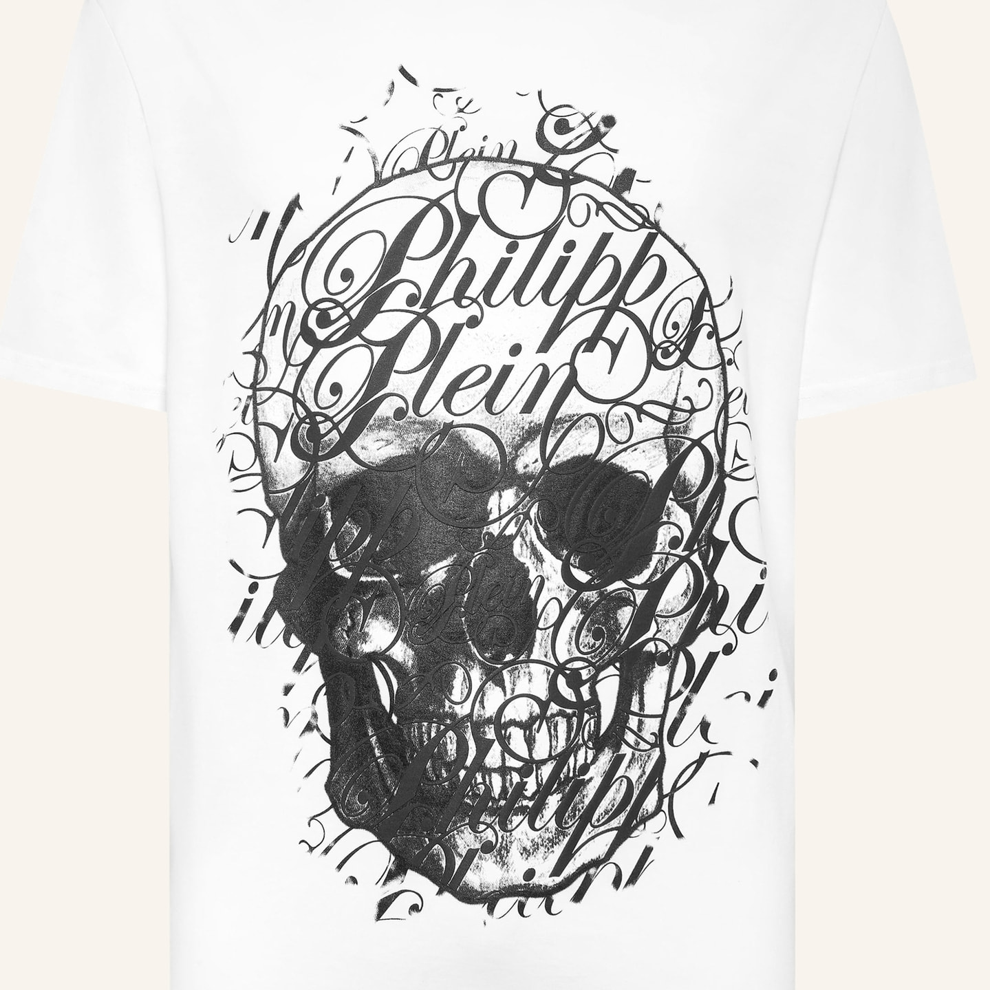 PHILIPP PLEIN Camiseta de cuello redondo y manga corta COURSIVE