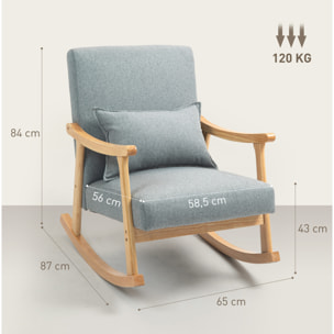 Mecedora Moderna Mecedora para Lactancia con Cojín Lumbar Respaldo Amplio y Base de Madera Carga 120 kg Silla Mecedora para Salón Dormitorio Gris Claro