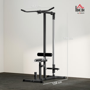 Máquina de Musculación Estación de Entrenamiento para Jalón al Pecho con Polea y Asiento Regulable para Entrenamiento en Gimnasio Hogar Oficina Carga Máx. 100 kg 107x120x190 cm Negro