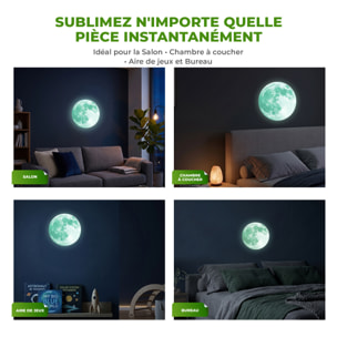 Stickers Muraux décoration adhésifs Lune phosphorescente rose 30 cm