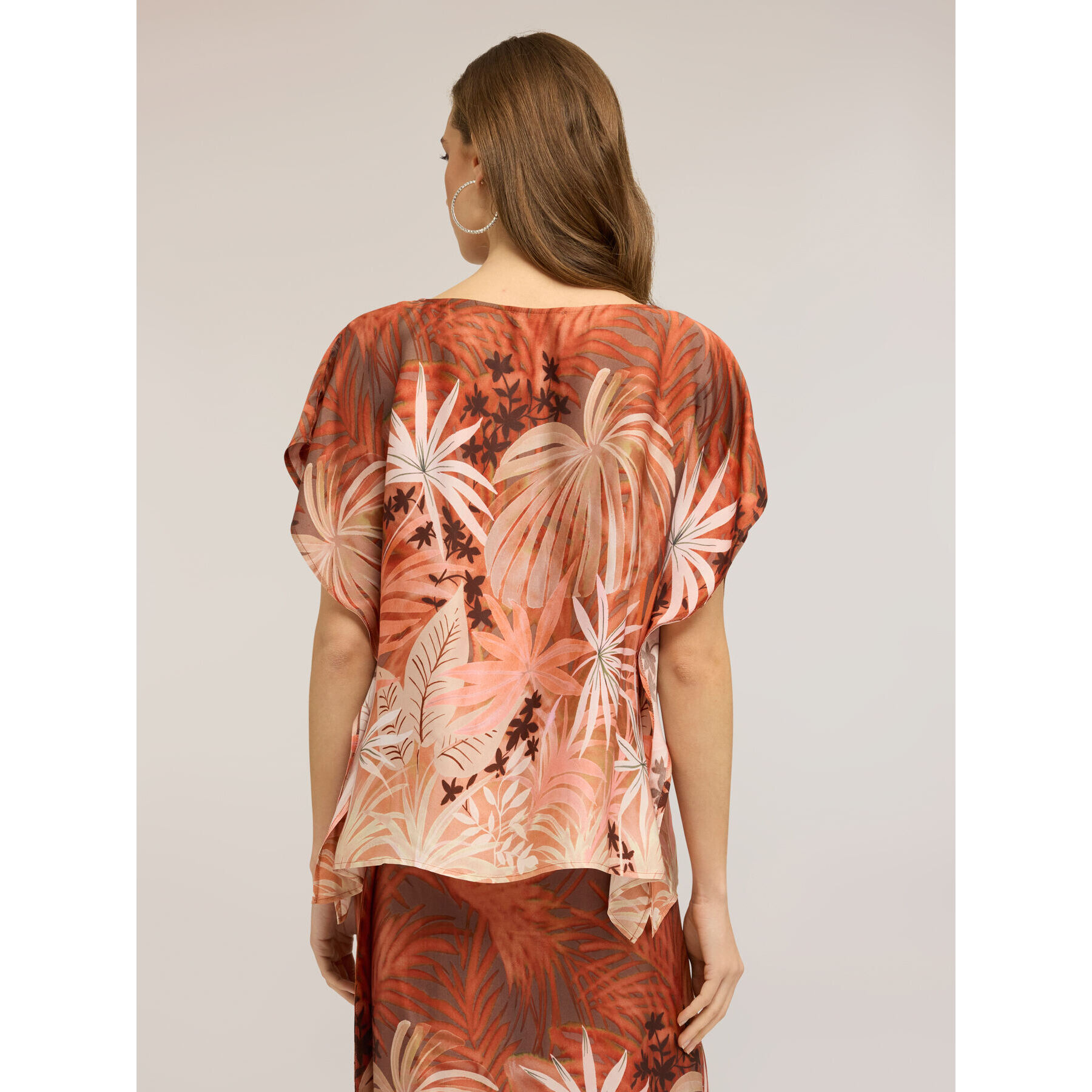 Motivi - Blusa kimono in raso con stampa - Arancione