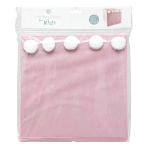 Bac de rangement enfant pompons rose 29x29cm
