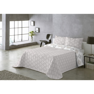 COLCHA ESTAMPADA REVERSIBLE ROMBOS BEIGE