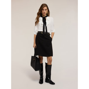 Motivi - Blusa con volantes y fajín - Blanco