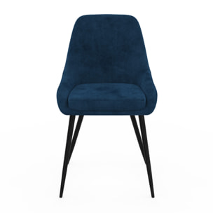 Chaises Olivia velours mix couleurs (bleu, gris clair, gris foncé, jaune) pieds métal - lot de 4