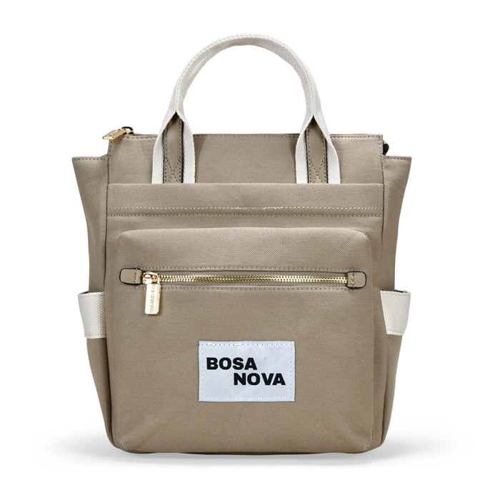 Mochila de canvas taupe con bolsillos