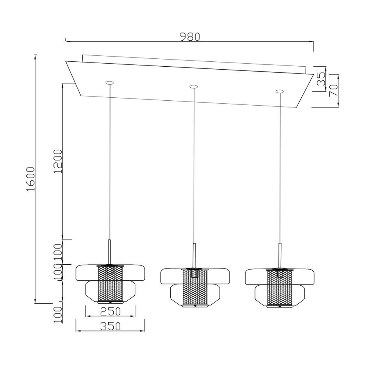 Suspension Arcadia 125cm bleue Kare Design