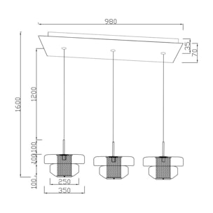 Suspension Arcadia 125cm bleue Kare Design