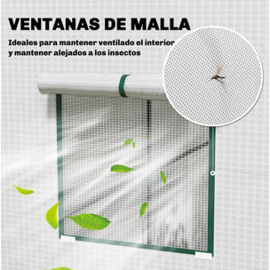 Invernadero Pequeño Invernadero de Exterior con Ventanas de Malla y Puerta con Cremallera Marco de Acero y Cubierta de PE 140g/m² para Cultivar Tomates Plantas Flores 196x77x197 cm Blanco