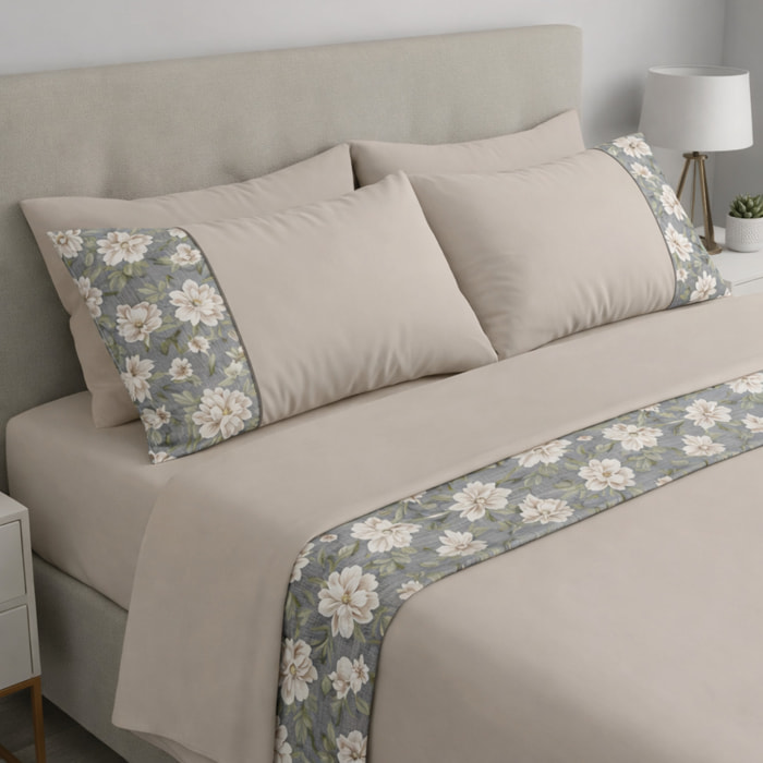 Completo letto Armonie IPERSAN Puro Cotone Corolla Tortora