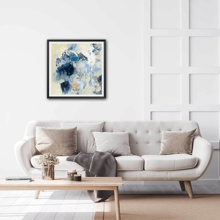 Affiche Indigo bleu Affiche + cadre en bois - Noir