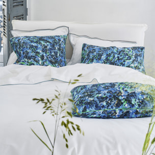 Taie d'oreiller imprimée en percale de coton, DELAHAYE, Bleu Cobalt