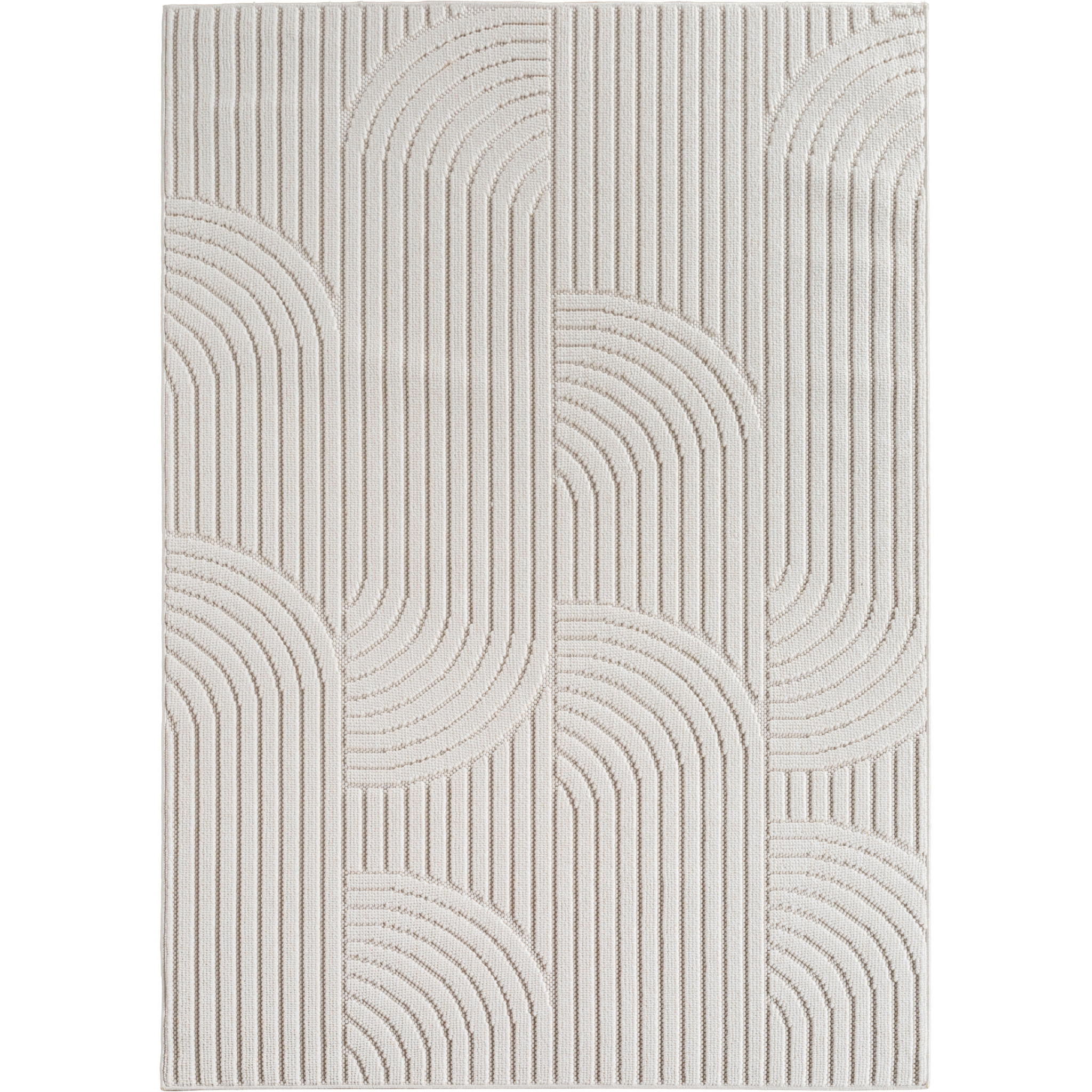 HELIX - Tapis moderne effet laine bouclé à motif géométrique en relief crème