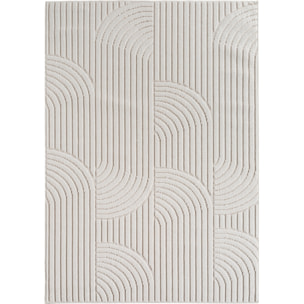 HELIX - Tapis moderne effet laine bouclé à motif géométrique en relief crème