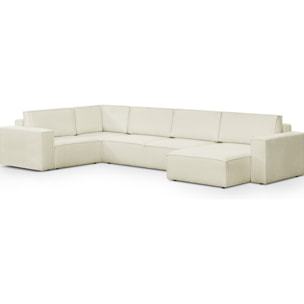 Canapé d'angle gauche convertible 8 places en tissu bouclé - HARPER MOD