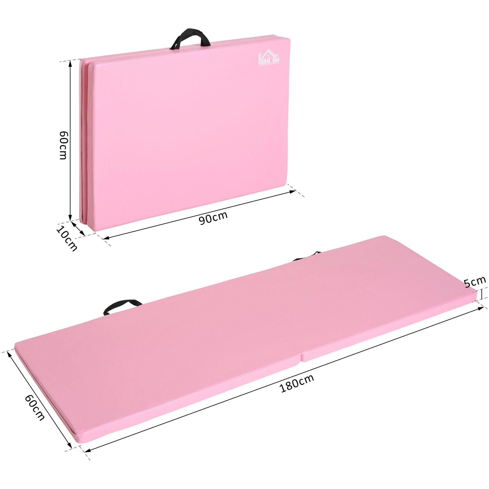 Tapis de gymnastique yoga pilates fitness pliable portable grand confort 180L x 60l x 5H cm revêtement synthétique rose