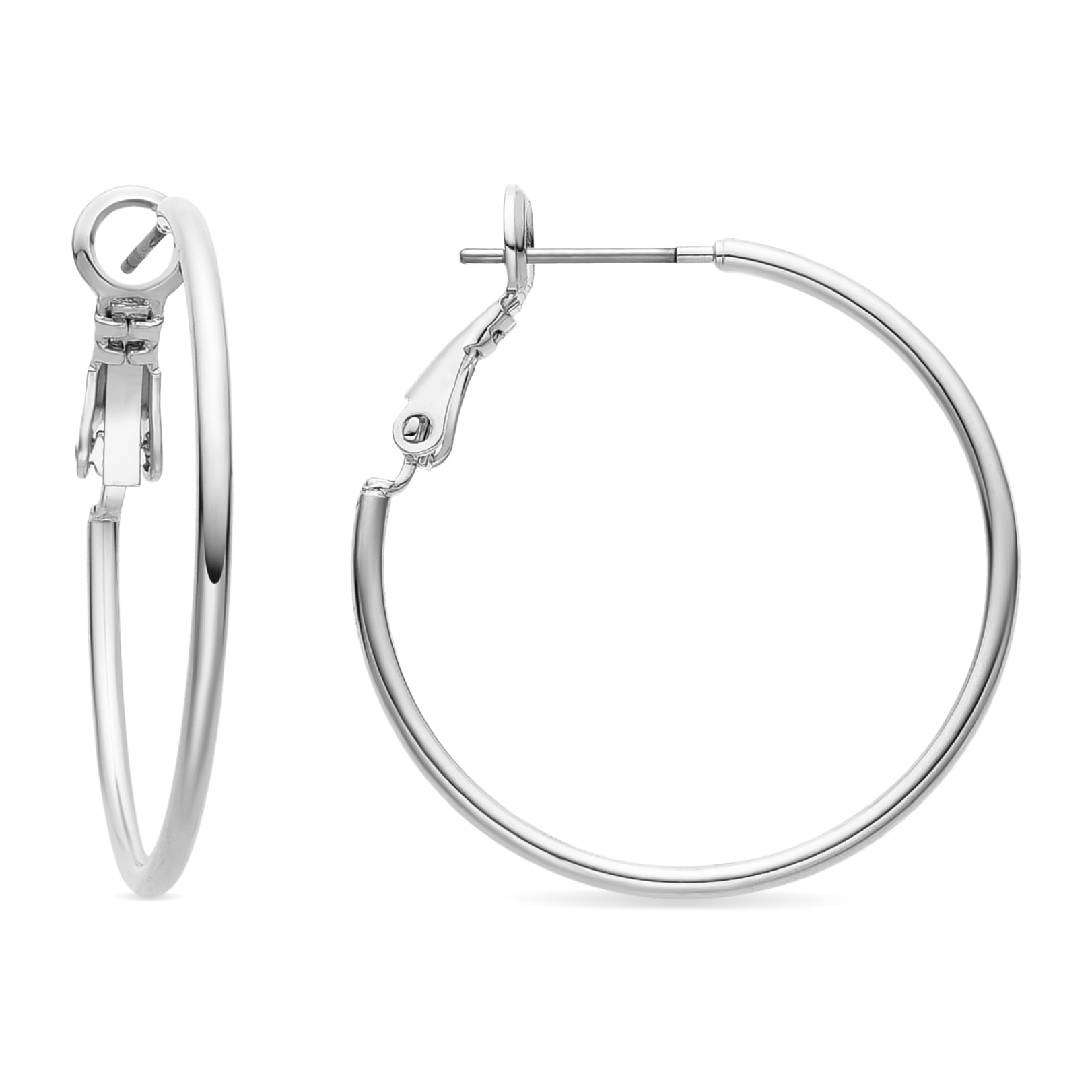 Pendientes de 30mm de diámetro acabados en rodio