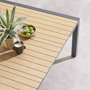 Table de jardin extensible carrée "Évasion" effet bois honey & argile 10 places lates en aluminium