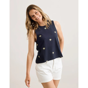 Camiseta sin Mangas Azul Marino - Pantike