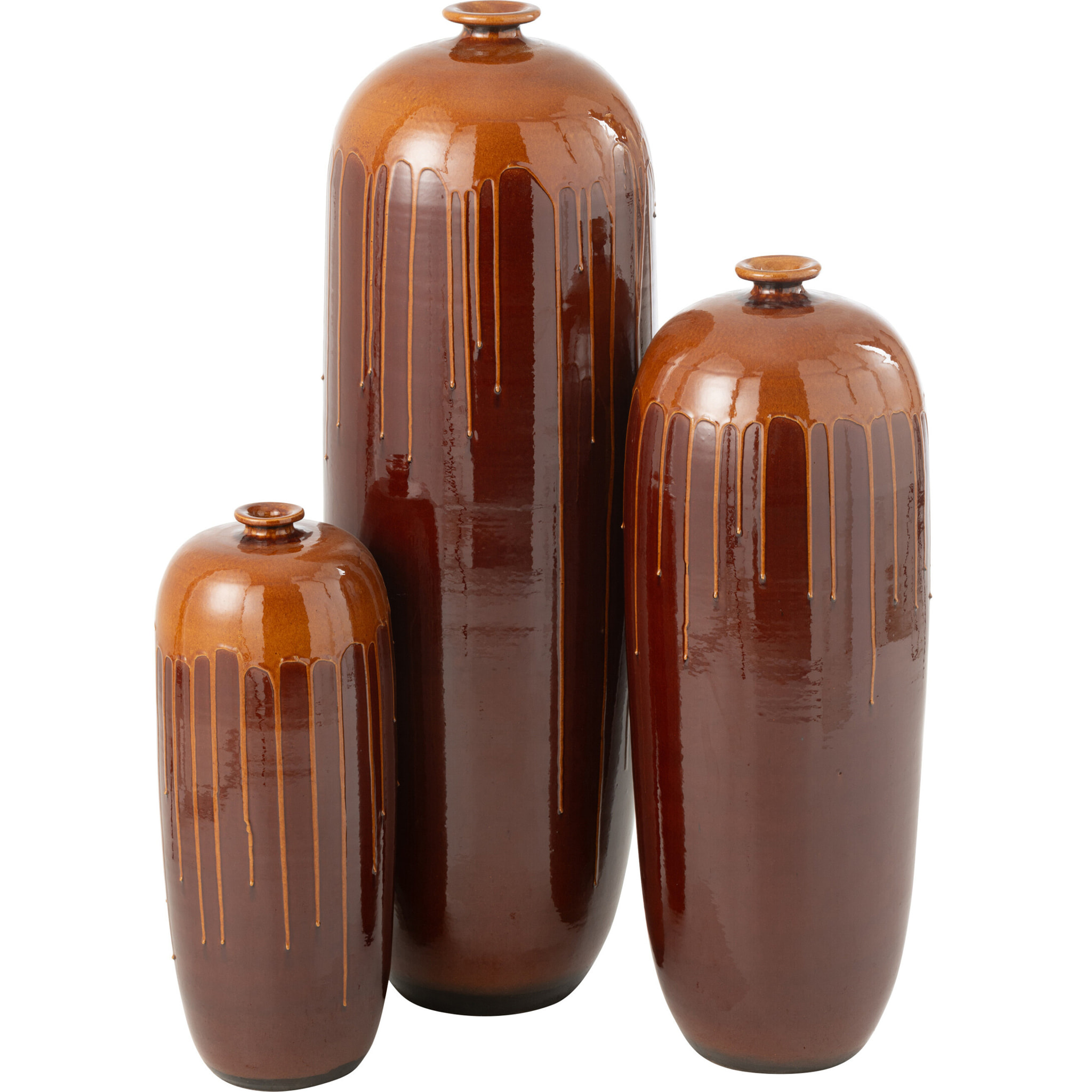 J-Line cache-pot Lee Terra - brillant - marron/orange -  Ø 28 cm