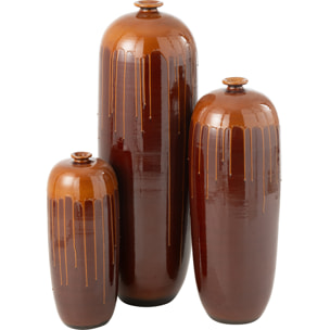 J-Line cache-pot Lee Terra - brillant - marron/orange -  Ø 28 cm